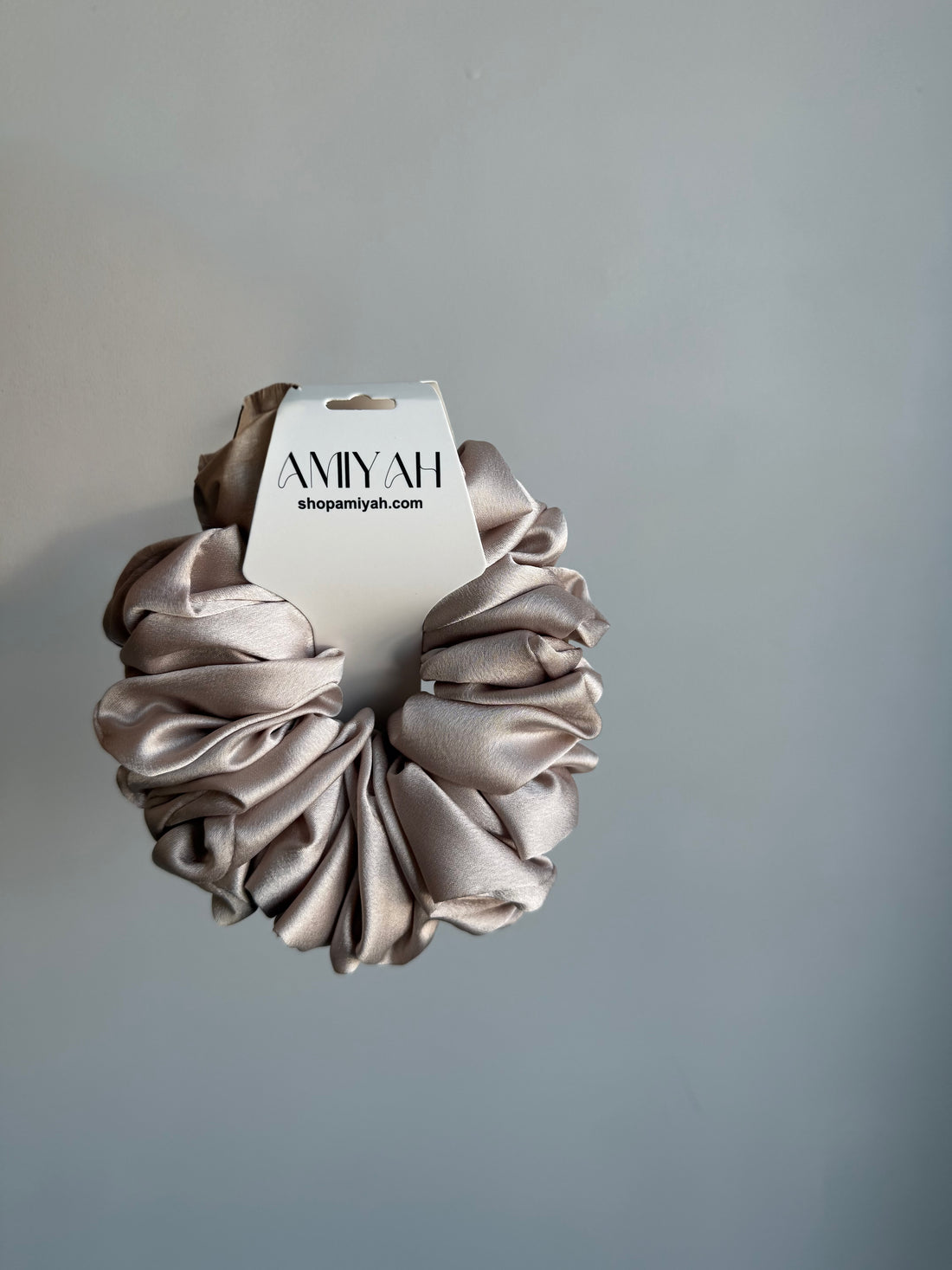 Beige Satin Scrunchie